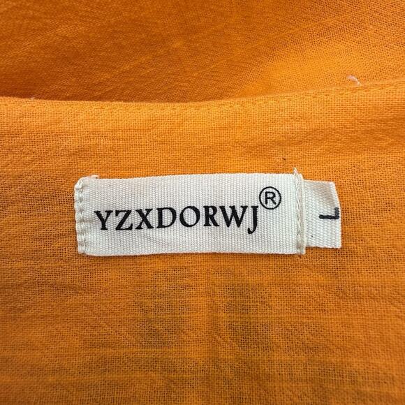 Yzxdorwj Peasant Blouse L Orange Mexican Boho Embroidery Artisan Boxy Dopamine - Picture 5 of 7